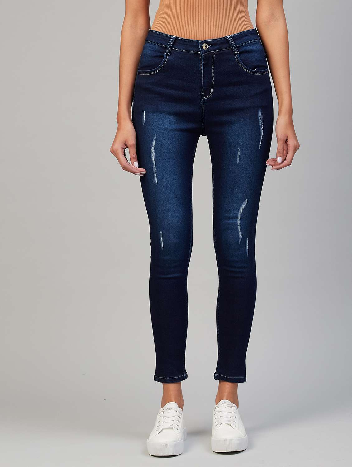 women washed high rise jeggings
