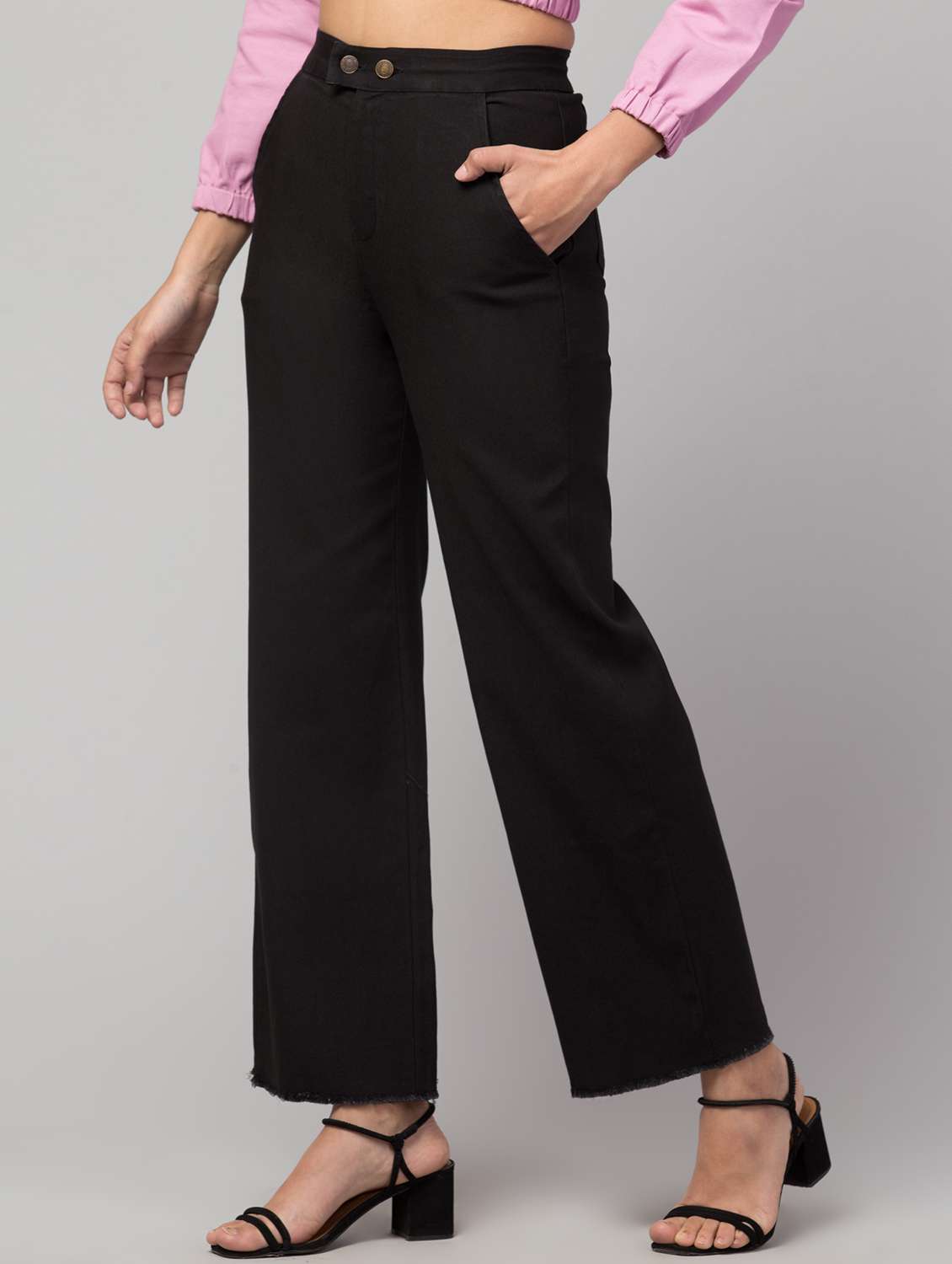 women high rise solid jeans