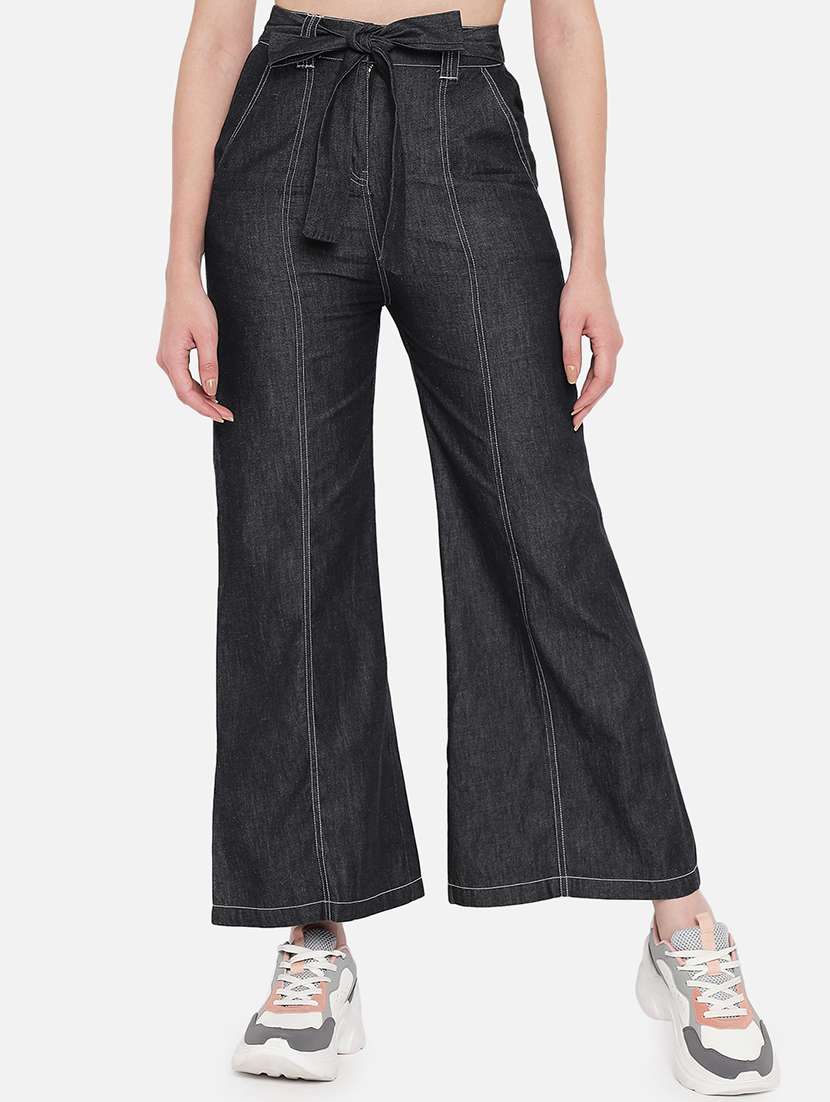 women high rise solid jeans
