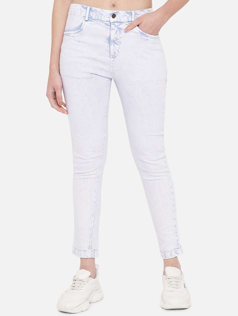 women high rise solid jeans