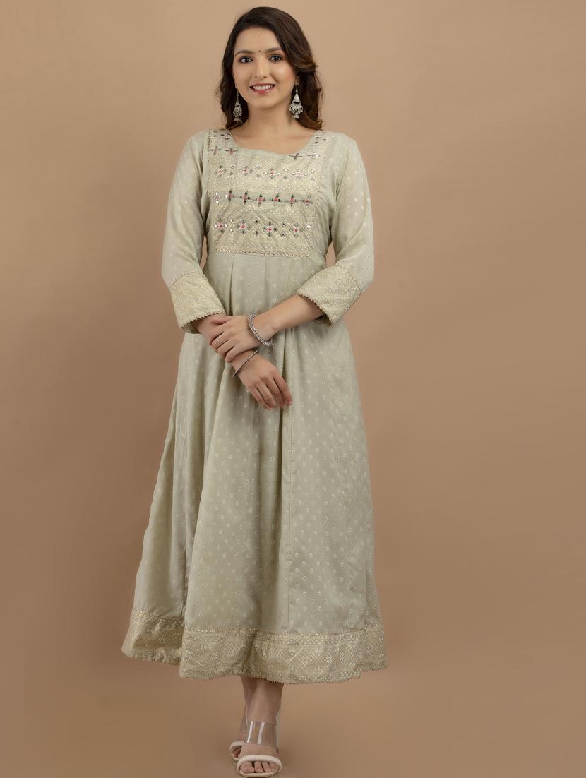 round neck self design anarkali ethnic dress - 19471418 - Zoom Image - 0