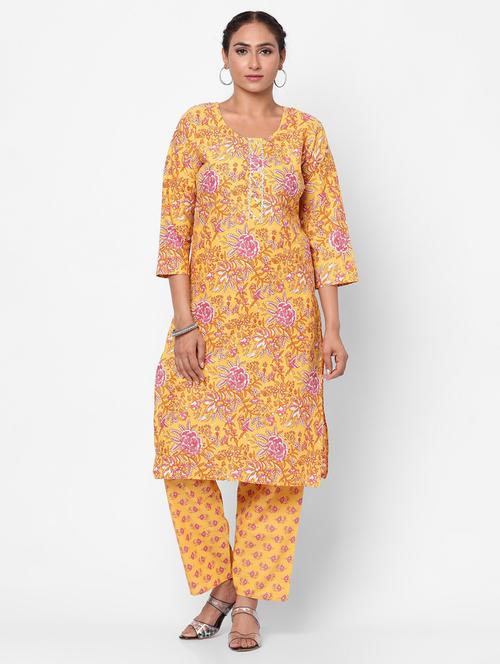 mustard kurta pant set - 19471593 -  Standard Image - 0