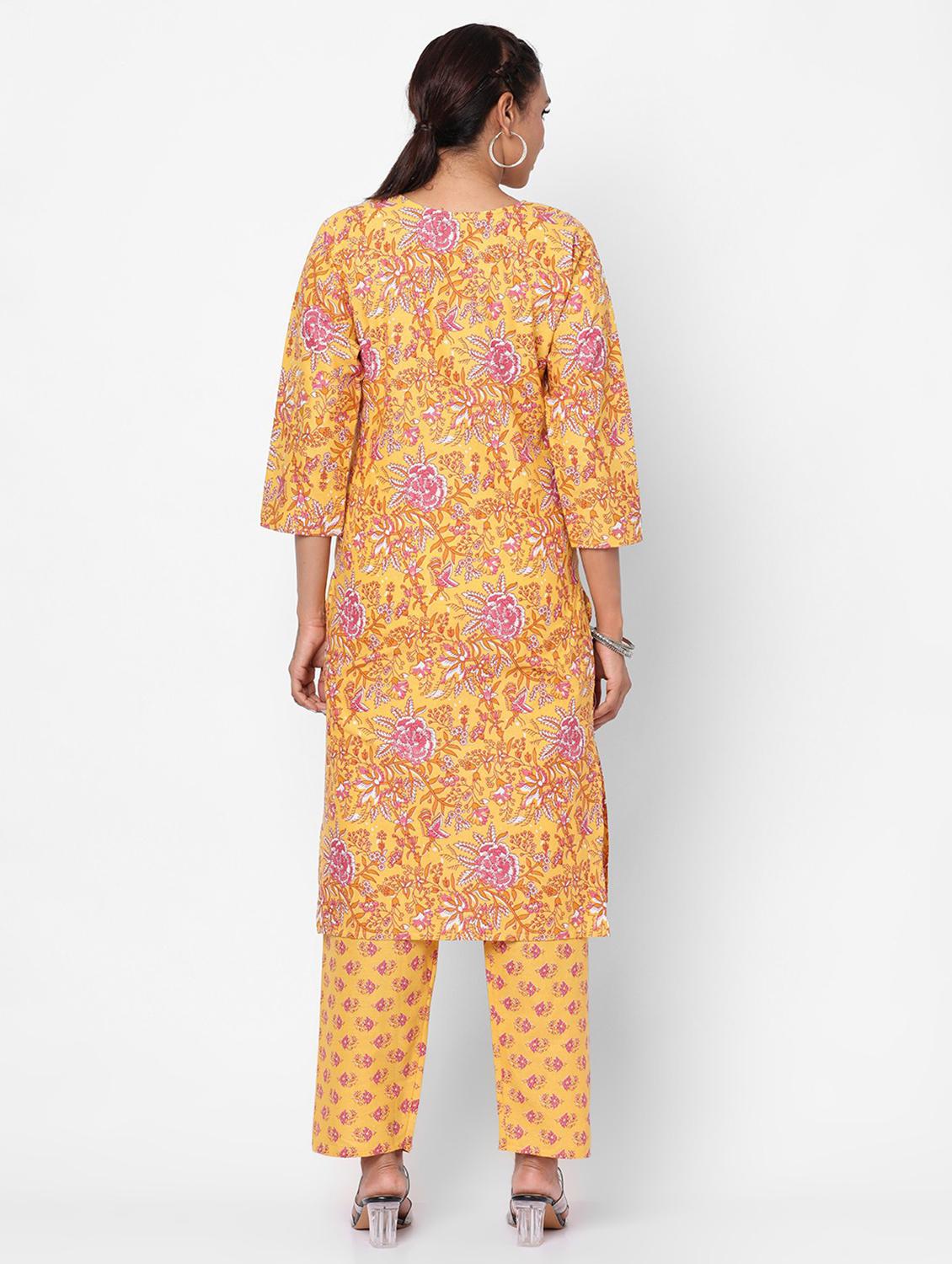 mustard kurta pant set - 19471593 - Standard Image - 3