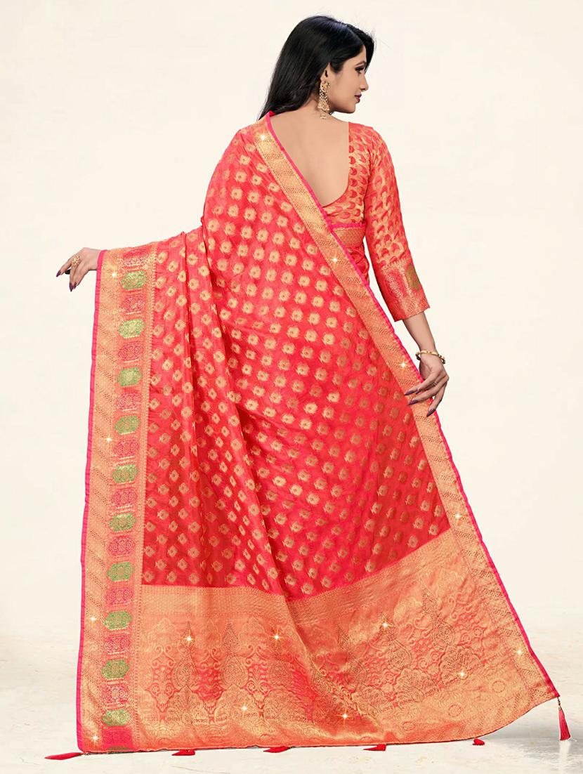 embellished woven saree with blouse - 19471830 - Standard Image - 3