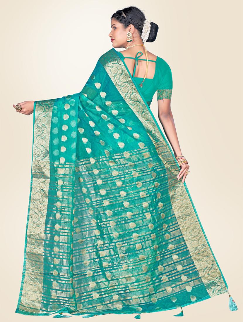 embellished woven saree with blouse - 19471842 - Standard Image - 3