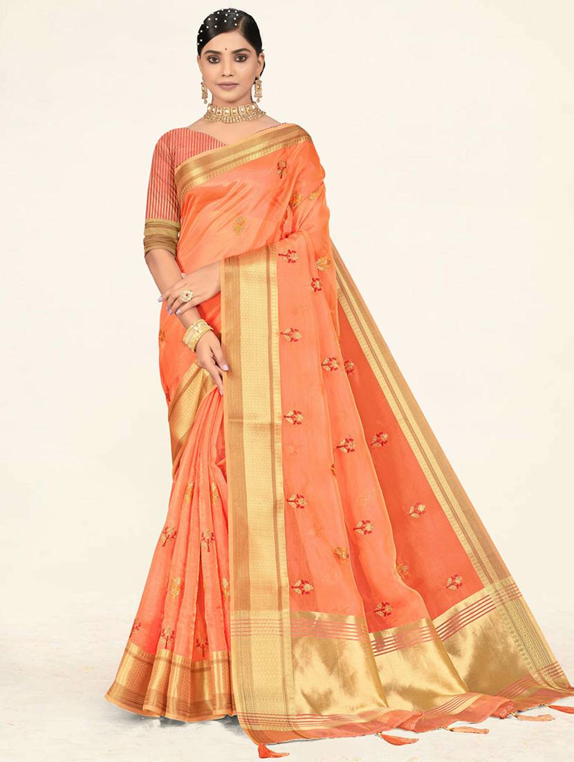 embellished woven saree with blouse - 19471855 -  Zoom Image - 0