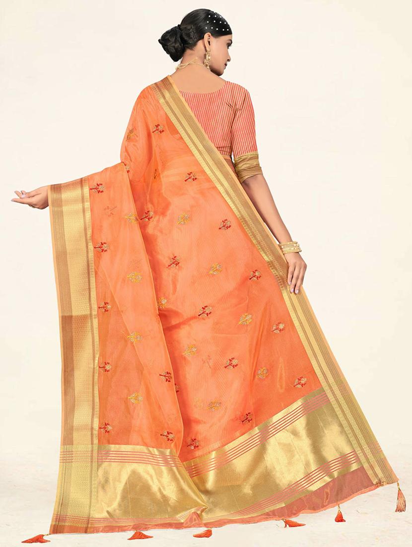 embellished woven saree with blouse - 19471855 - Standard Image - 3