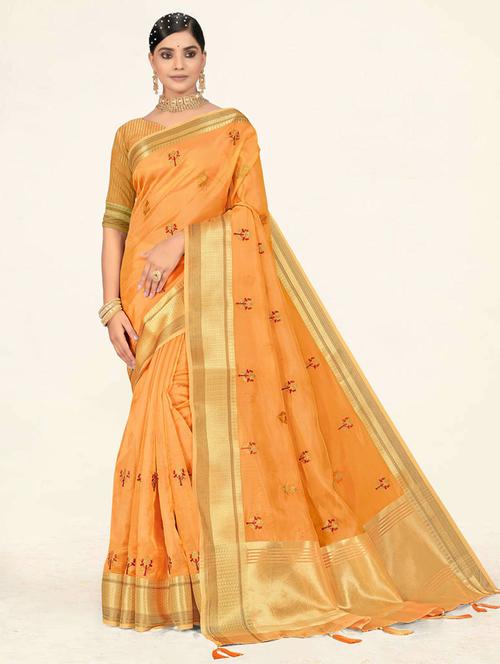 embellished woven saree with blouse - 19471859 -  Standard Image - 0