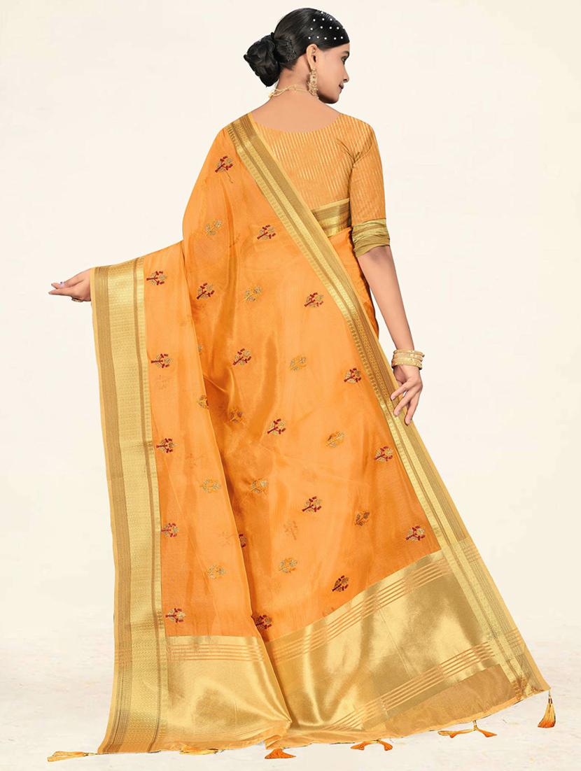 embellished woven saree with blouse - 19471859 - Standard Image - 3