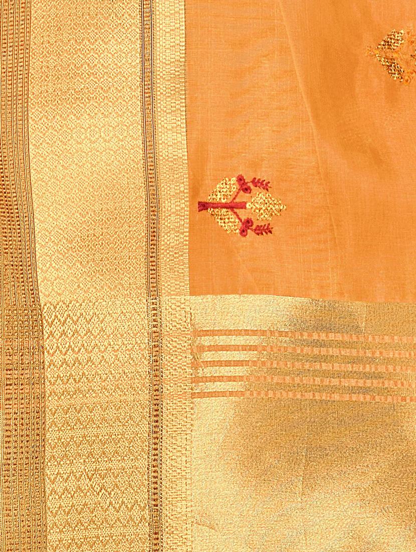 embellished woven saree with blouse - 19471859 - Standard Image - 5
