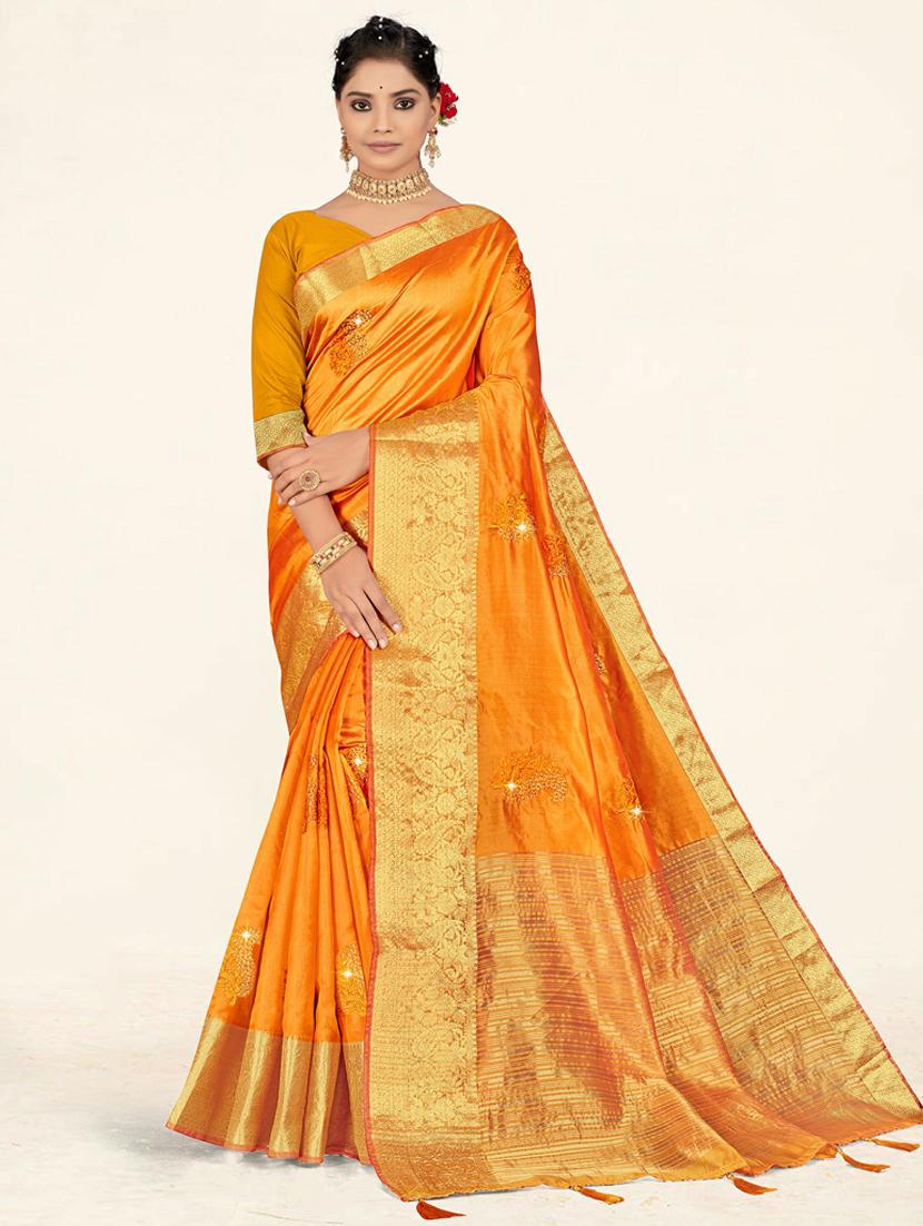 women's self design yellow colored saree with blouse - 19471876 -  Zoom Image - 0