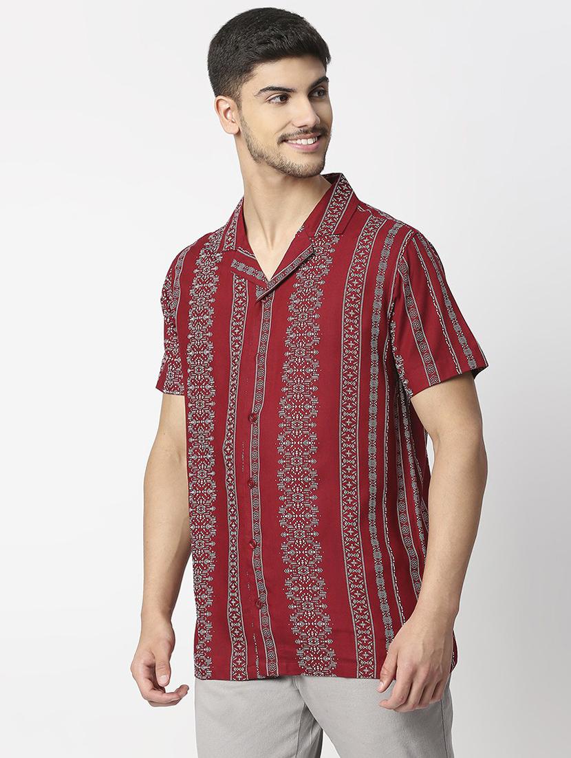 red rayon casual shirt - 19472831 - Standard Image - 3