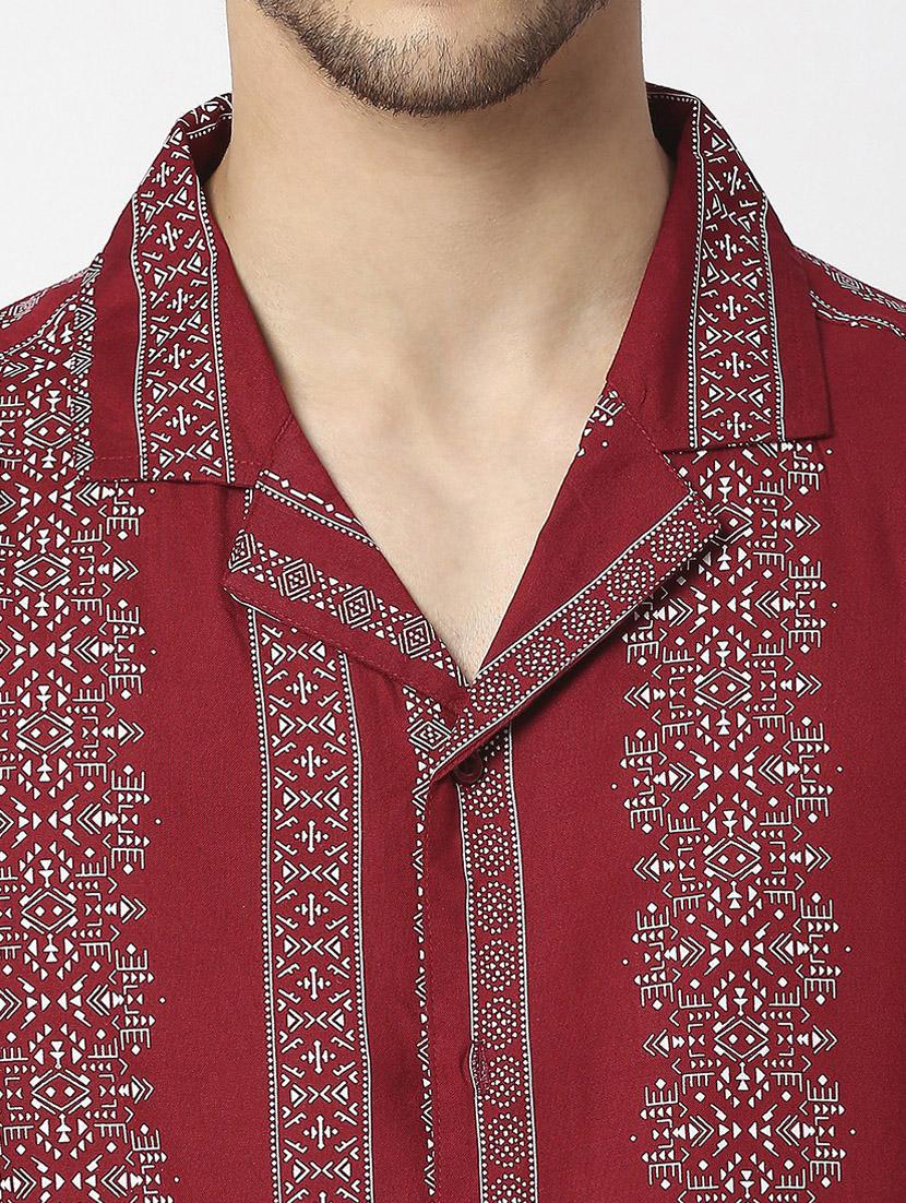 red rayon casual shirt - 19472831 - Standard Image - 5