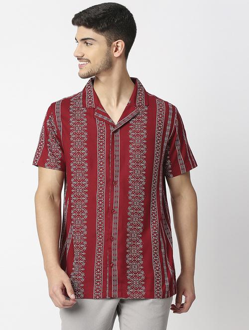 red printed casual shirt - 19472853 - Standard Image - 0