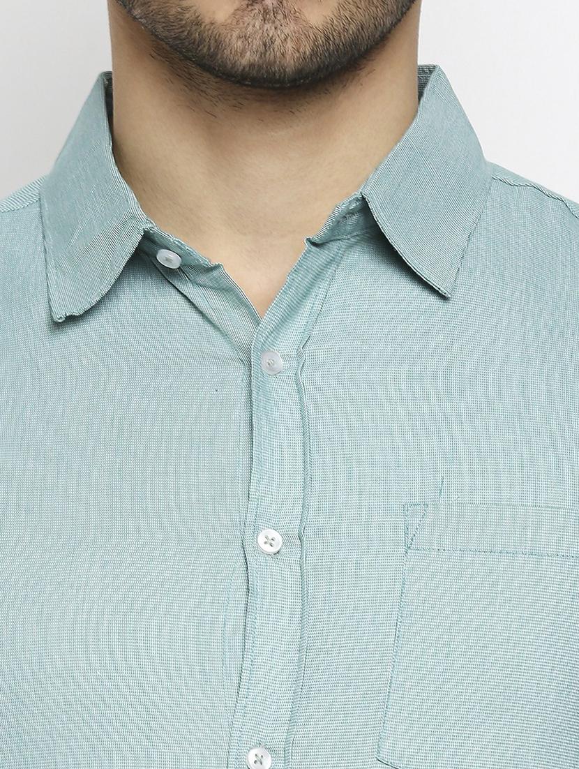 green solid casual shirt - 19472876 - Standard Image - 5