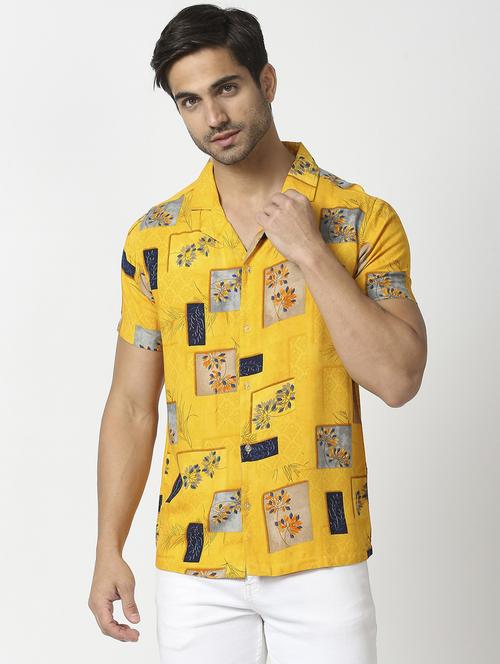 yellow printed casual shirt - 19472881 - Standard Image - 0