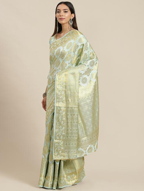light blue woven saree with blouse - 19473223 -  Standard Image - 0