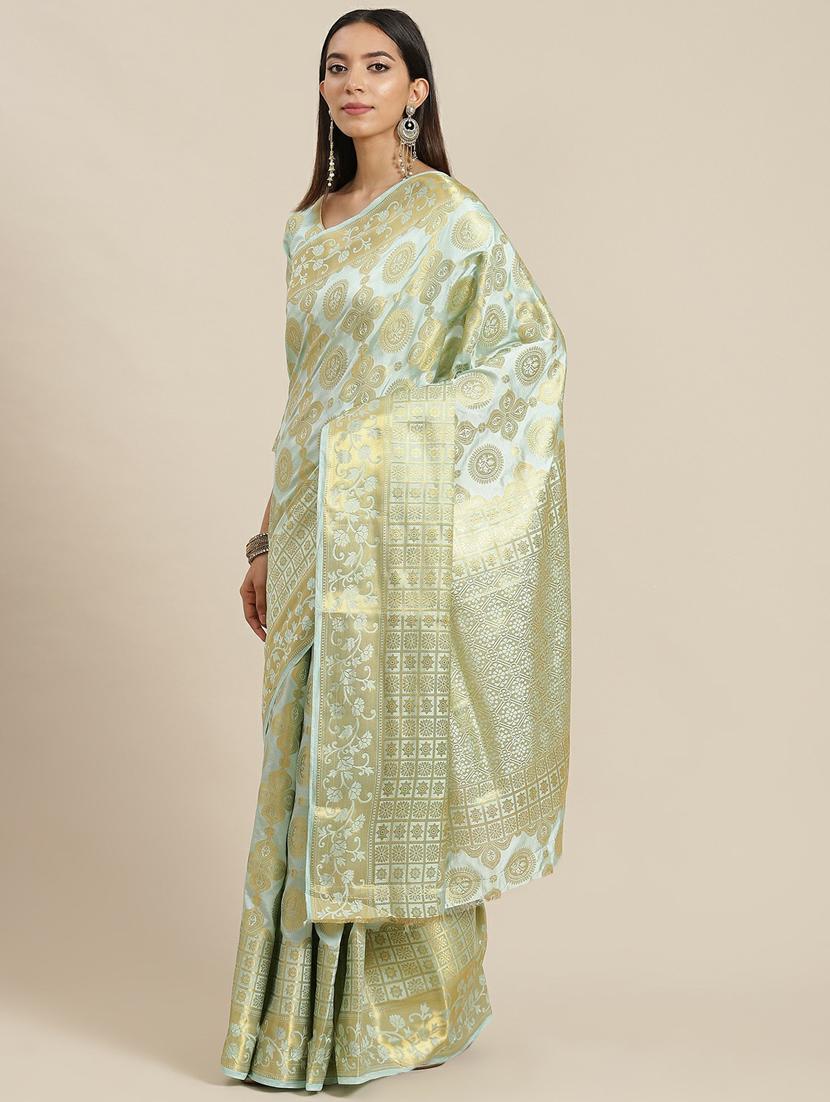 light blue woven saree with blouse - 19473223 -  Zoom Image - 0