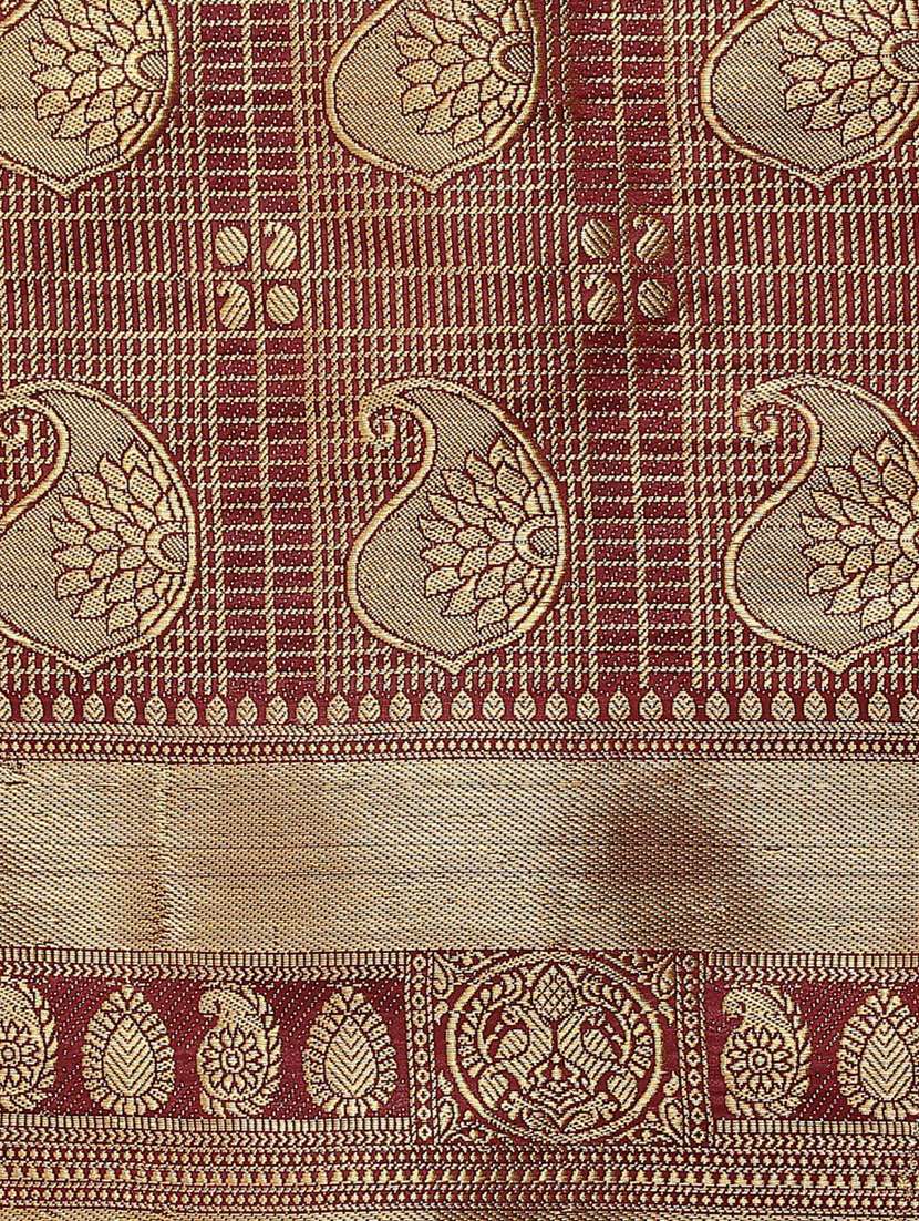 women's self design maroon colored saree with blouse - 19473227 -  Standard Image - 3