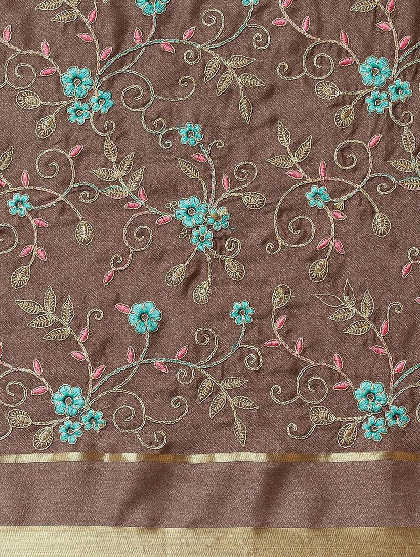 women's self design brown colored saree with blouse - 19473235 - Standard Image - 3