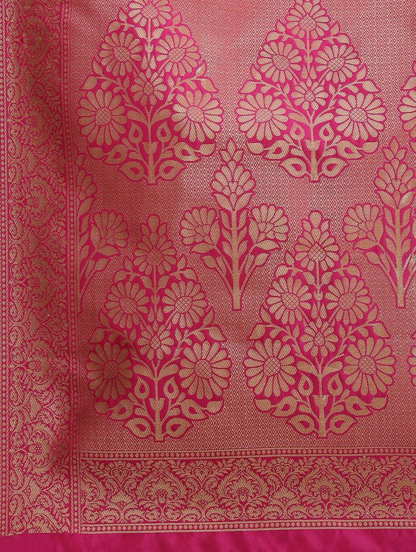 pink self design saree with blouse - 19473259 - Standard Image - 3