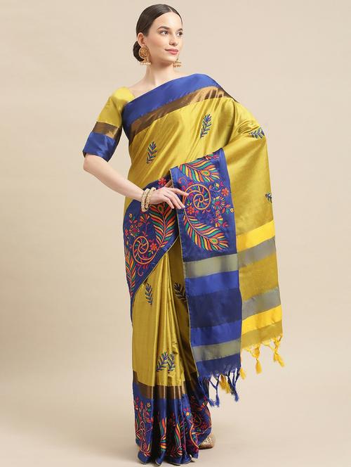 women's embroidered saree with blouse - 19473298 - Standard Image - 0