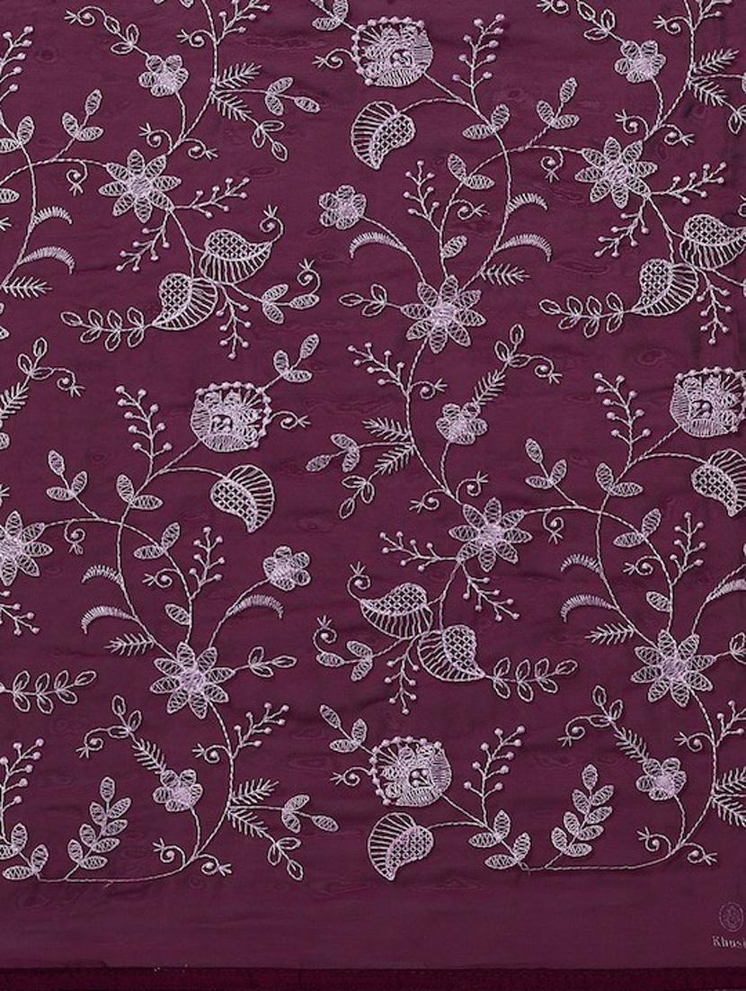 purple self design saree with blouse - 19473312 - Standard Image - 3