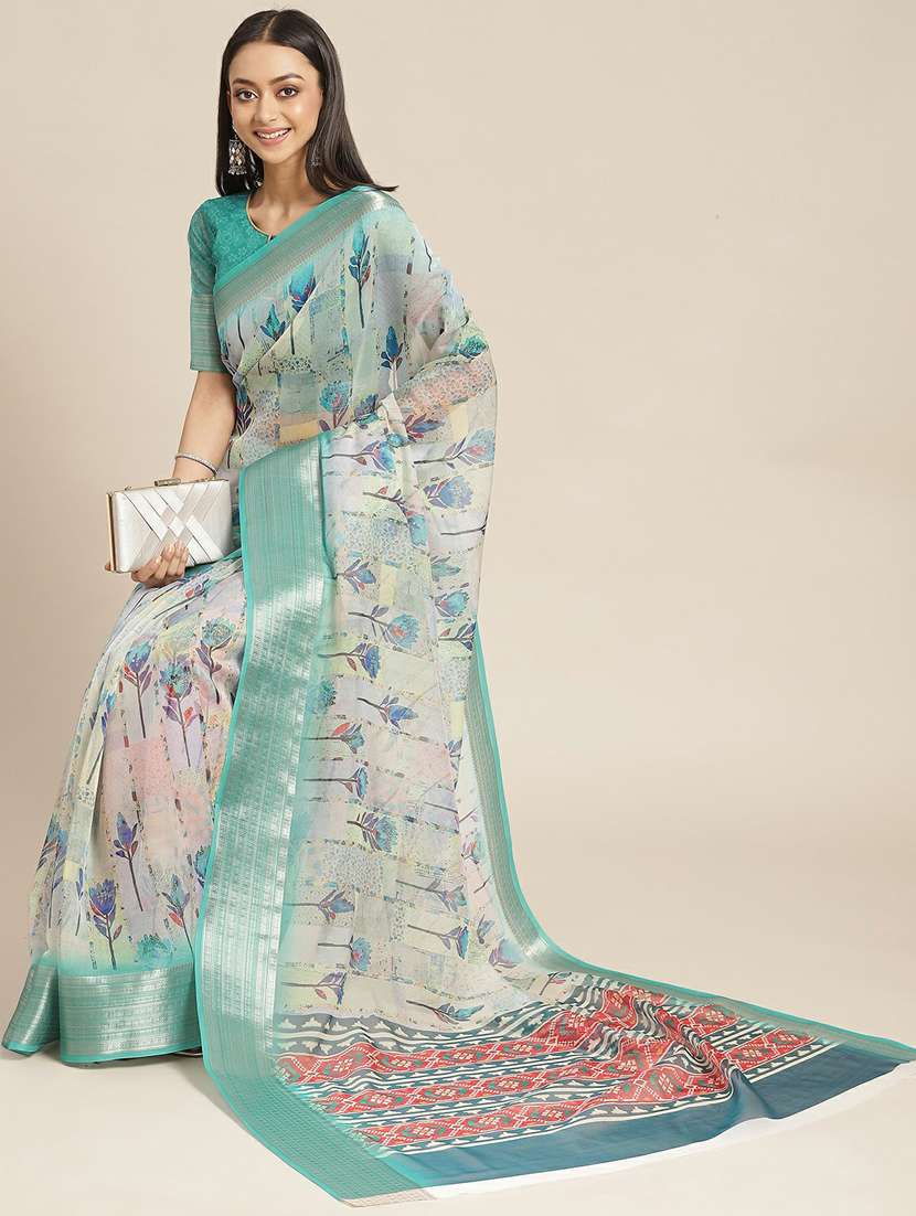 printed saree with blouse