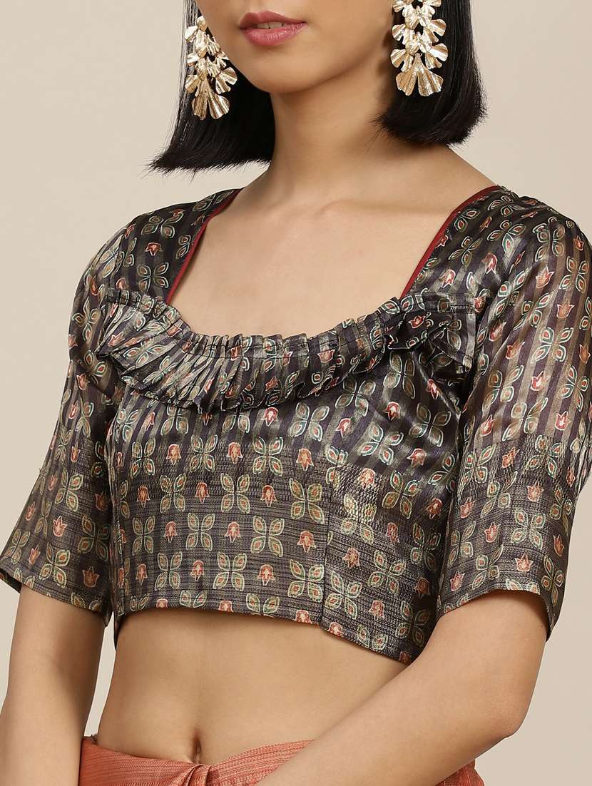 women's self design black colored saree with blouse - 19473351 - Standard Image - 3