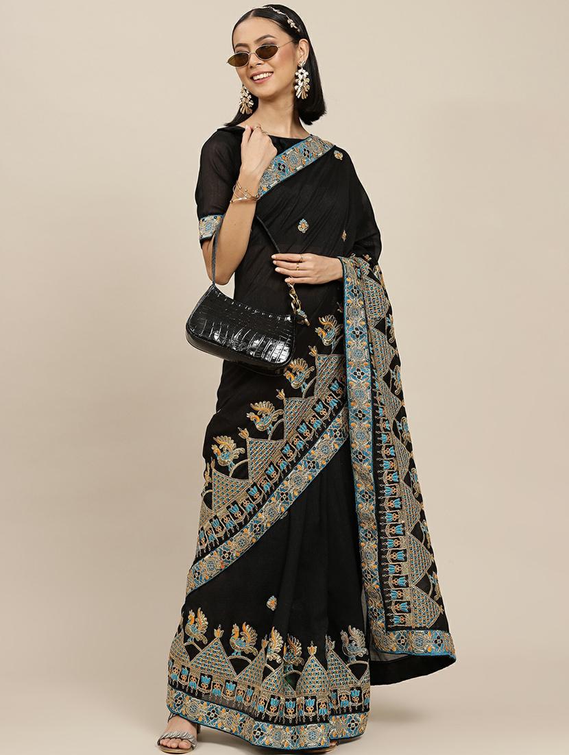 women's embroidered saree with blouse - 19473386 -  Zoom Image - 0