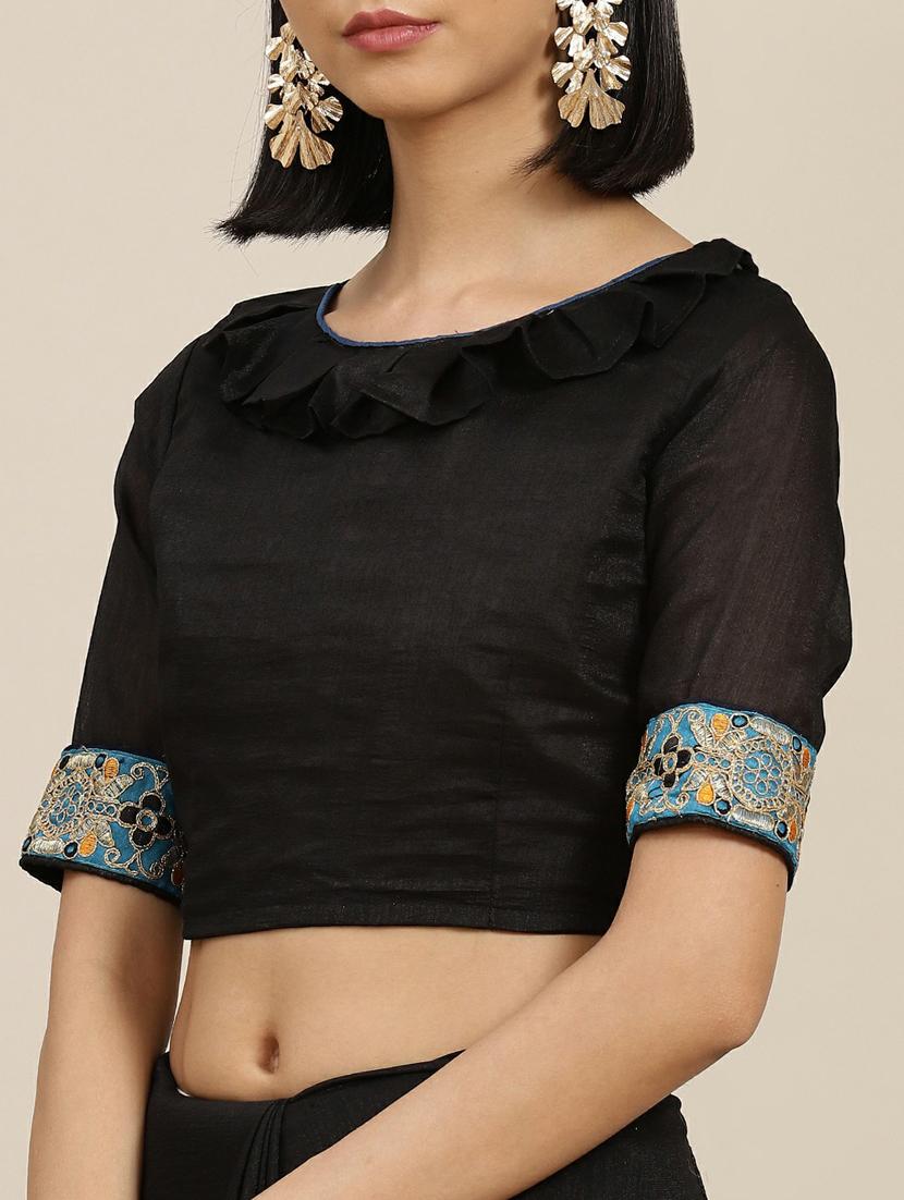 women's embroidered saree with blouse - 19473386 - Standard Image - 3