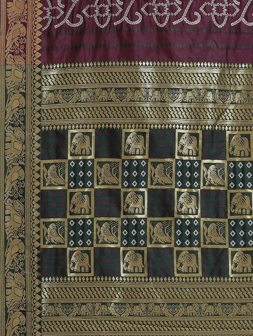 purple bandhani saree with blouse - 19473405 - Standard Image - 3