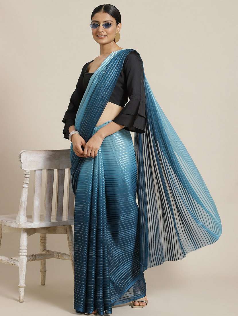 women's ombre blue colored saree with blouse - 19473461 - Zoom Image - 0