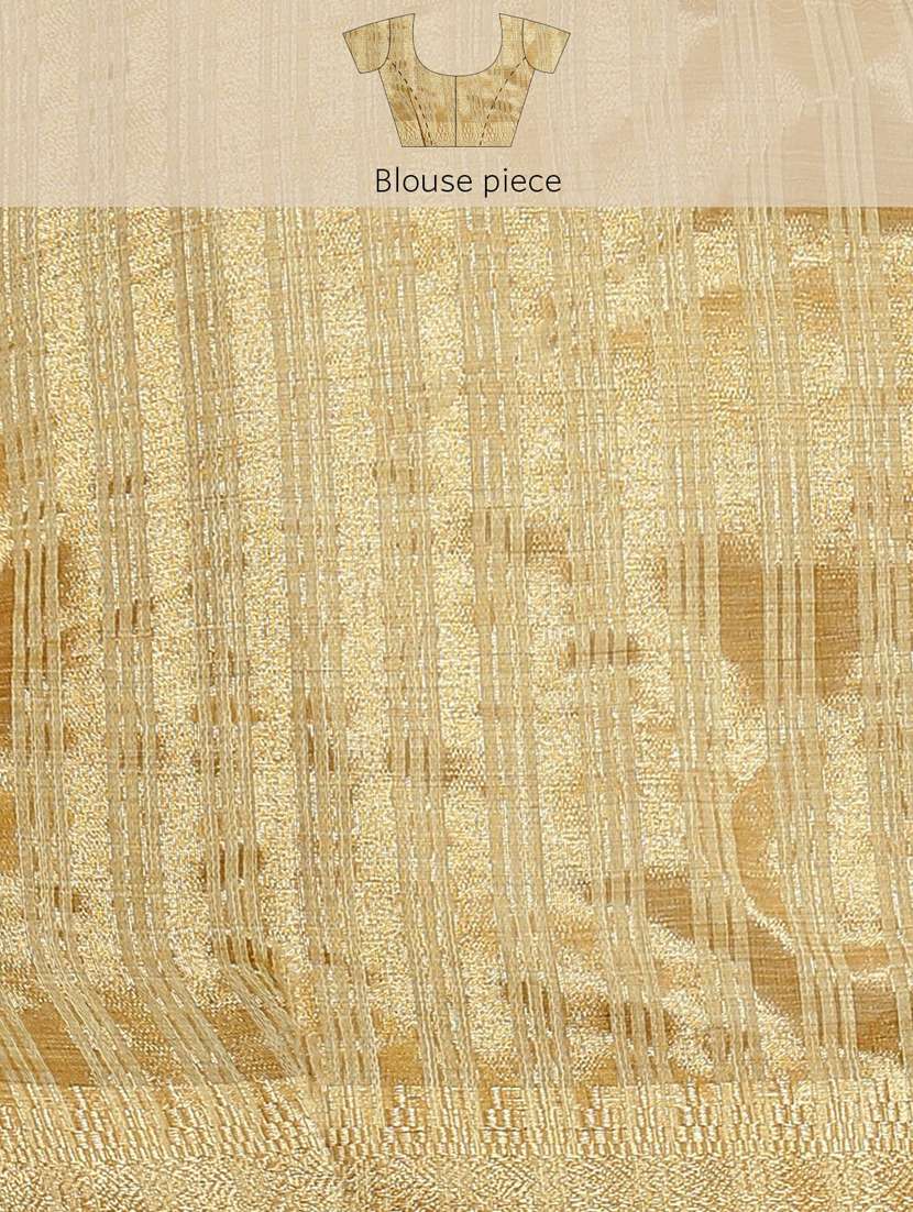 yellow cotton silk linen blend sequins work saree with blouse - 19473464 -  Standard Image - 3