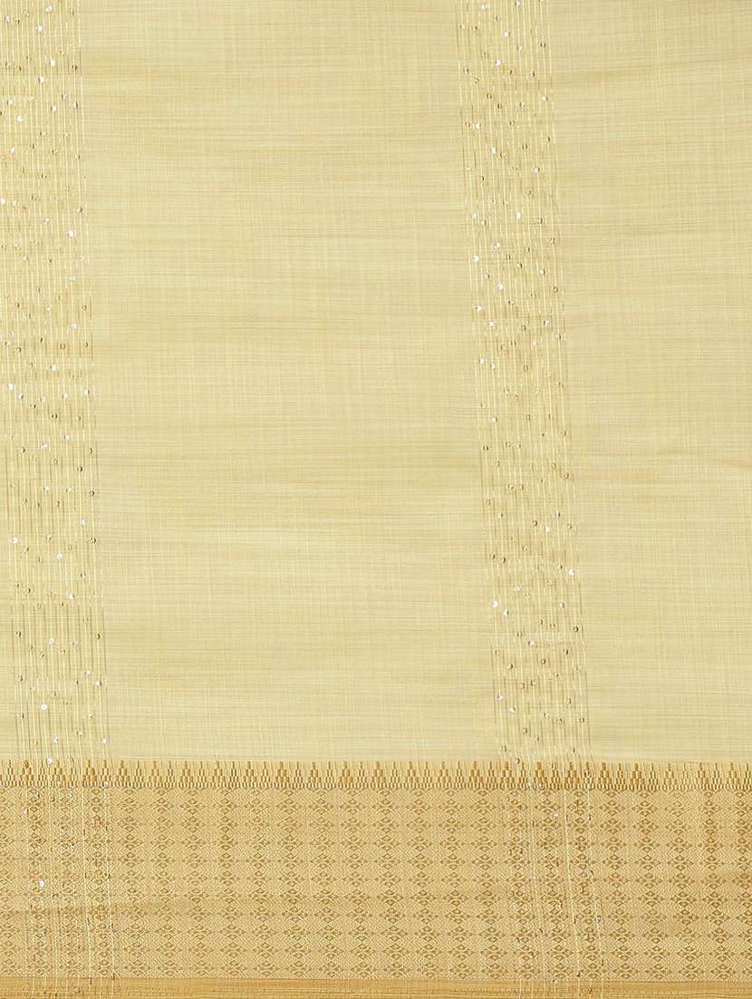 yellow cotton silk linen blend sequins work saree with blouse - 19473464 -  Standard Image - 5