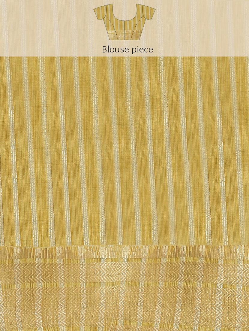 yellow cotton linen blend sequins work saree with blouse - 19473472 - Standard Image - 3