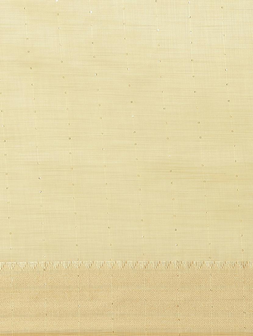 yellow cotton linen blend sequins work saree with blouse - 19473472 - Standard Image - 5