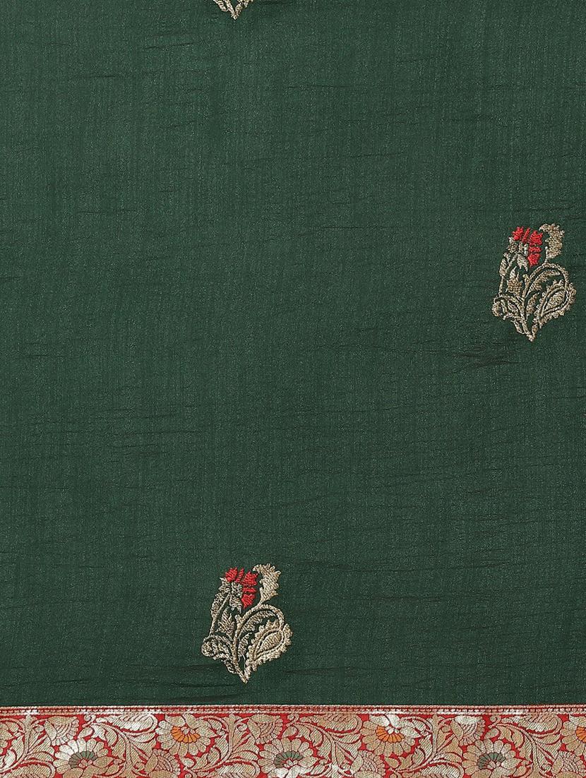 women's bordered green colored saree with blouse - 19473511 - Standard Image - 3