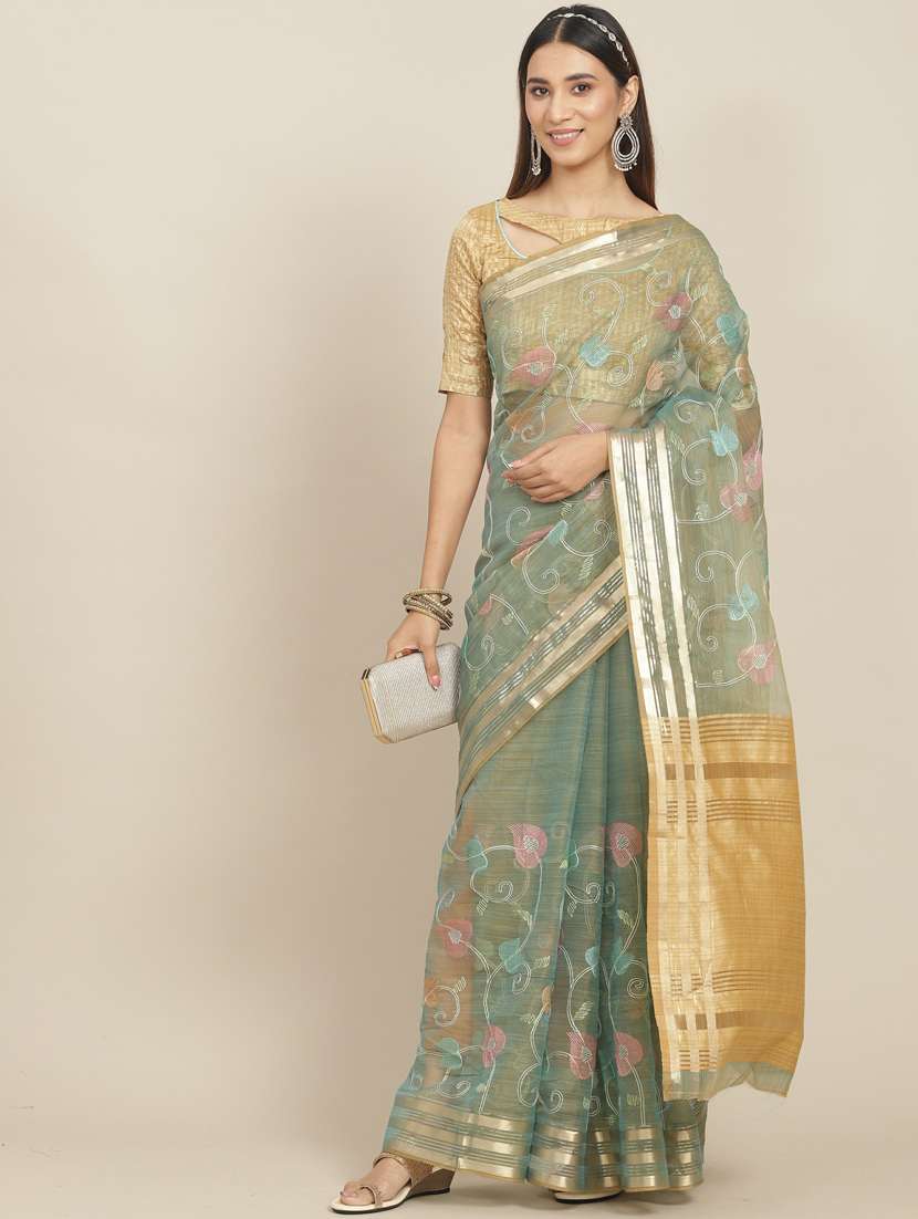 women's embroidered saree with blouse