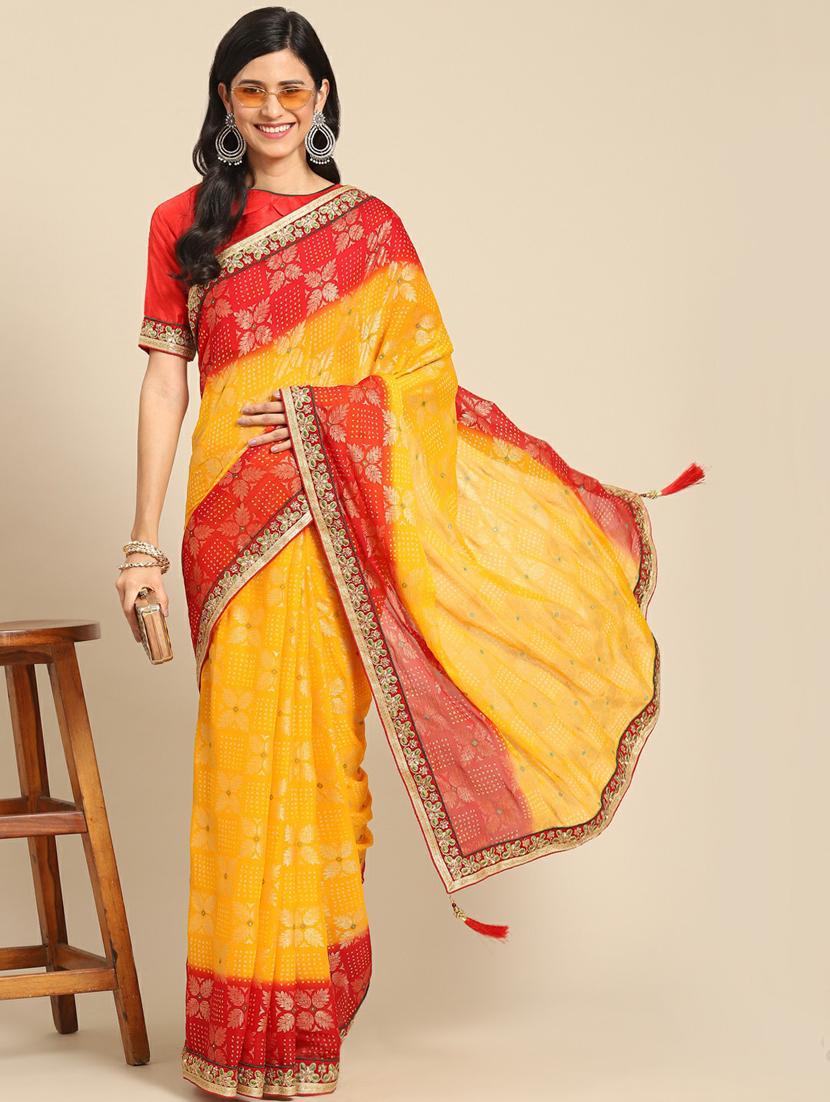 self design printed saree with blouse - 19473573 -  Zoom Image - 0