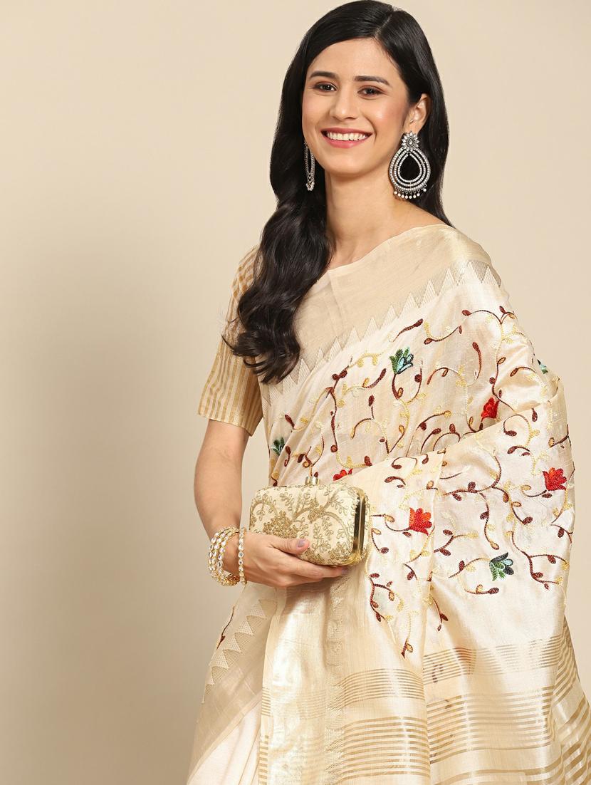 women's embroidered saree with blouse - 19473576 - Standard Image - 3