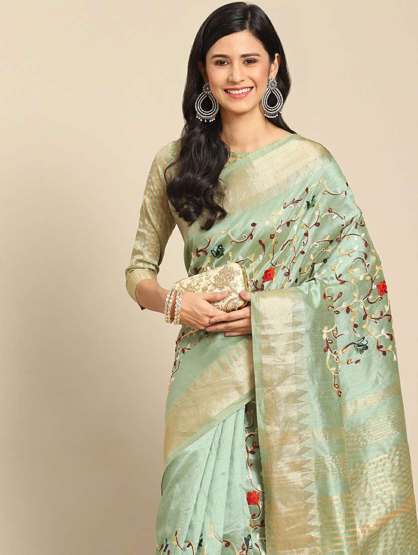 women's embroidered saree with blouse - 19473577 -  Standard Image - 3
