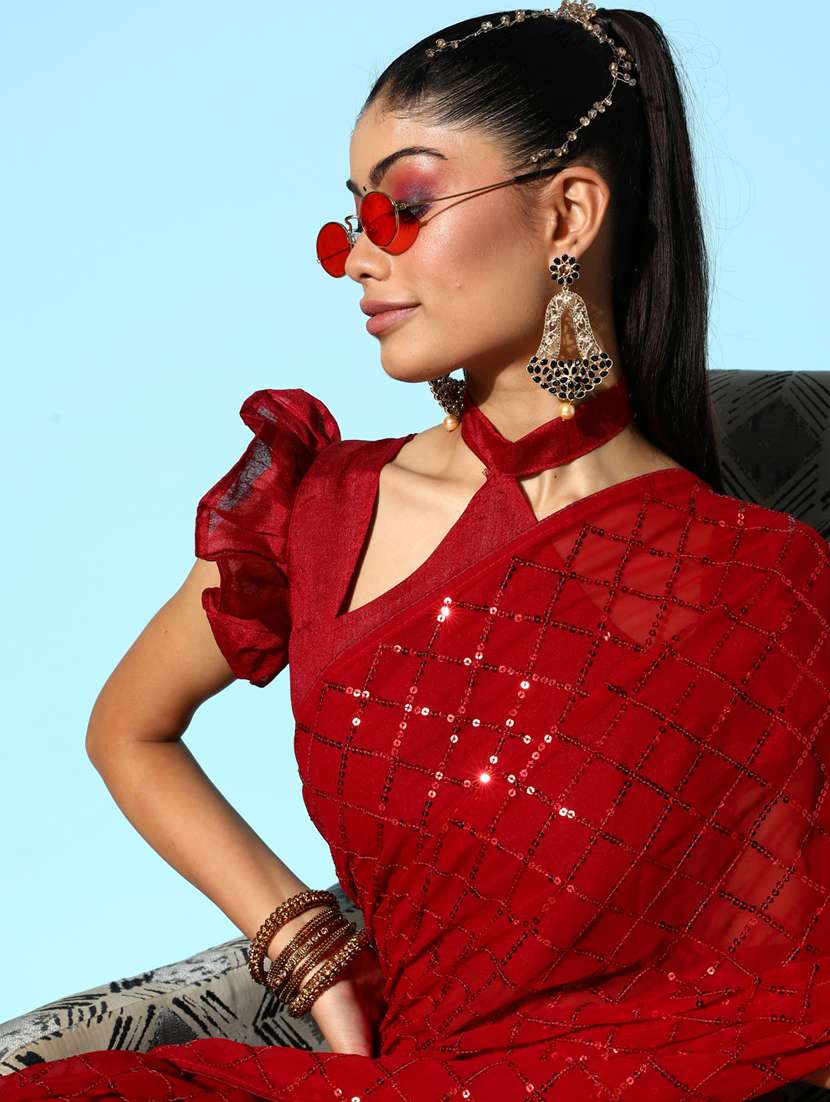 women's embroidered saree with blouse - 19473602 -  Standard Image - 3