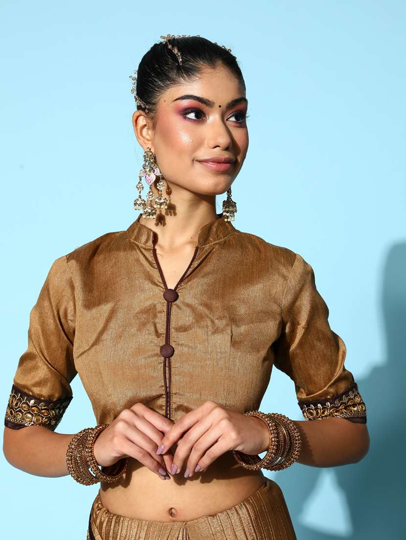 self design plain sarees with blouse - 19473626 -  Standard Image - 3