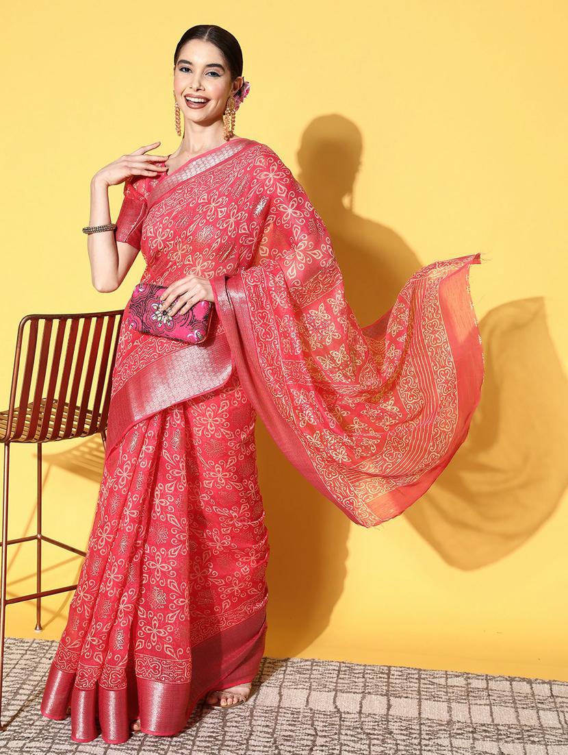 self design florals printed saree with blouse - 19473644 - Zoom Image - 0