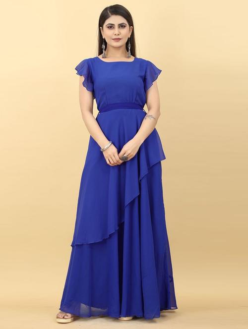 blue solid maxi dress - 19473798 - Standard Image - 0