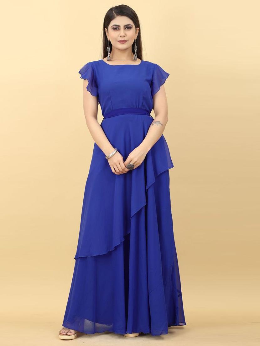 blue solid maxi dress - 19473798 - Zoom Image - 0