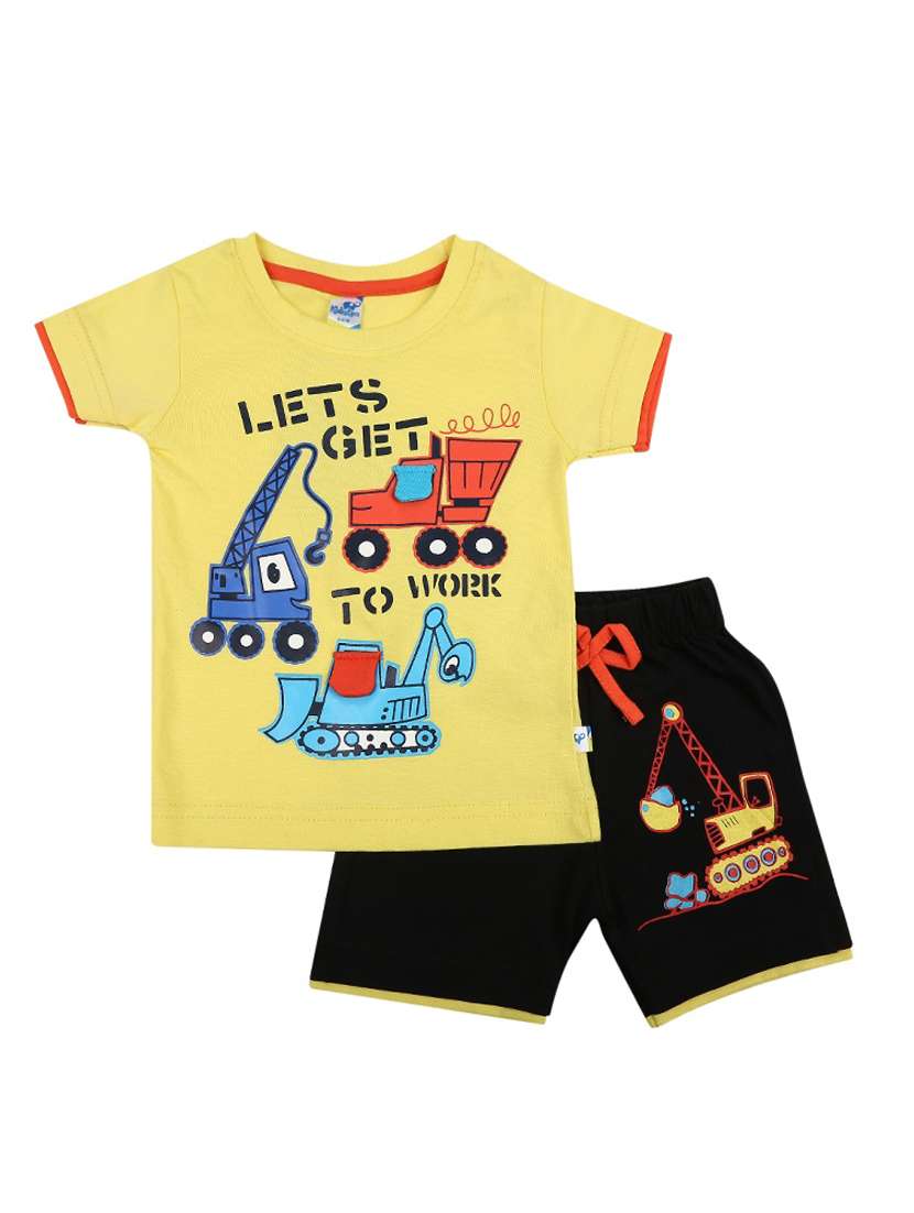 boys printed shorts set