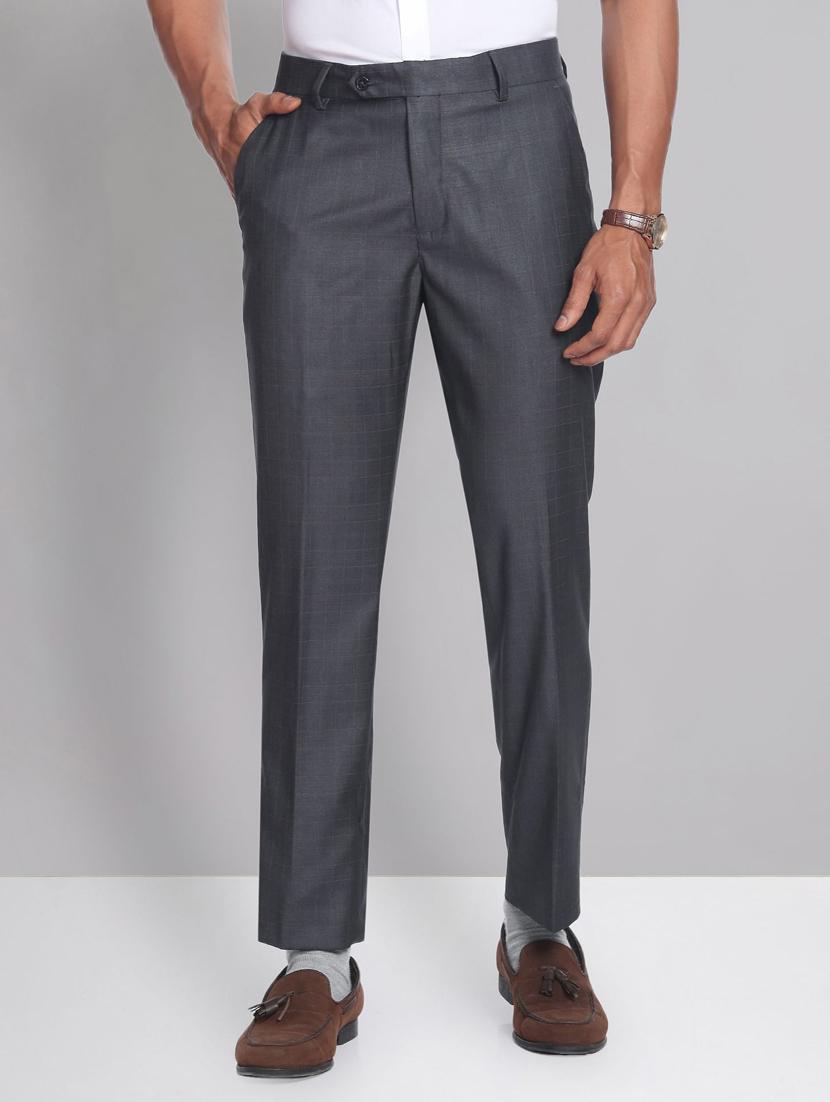 checks terry rayon flat front formal trousers  - 19474618 -  Zoom Image - 0