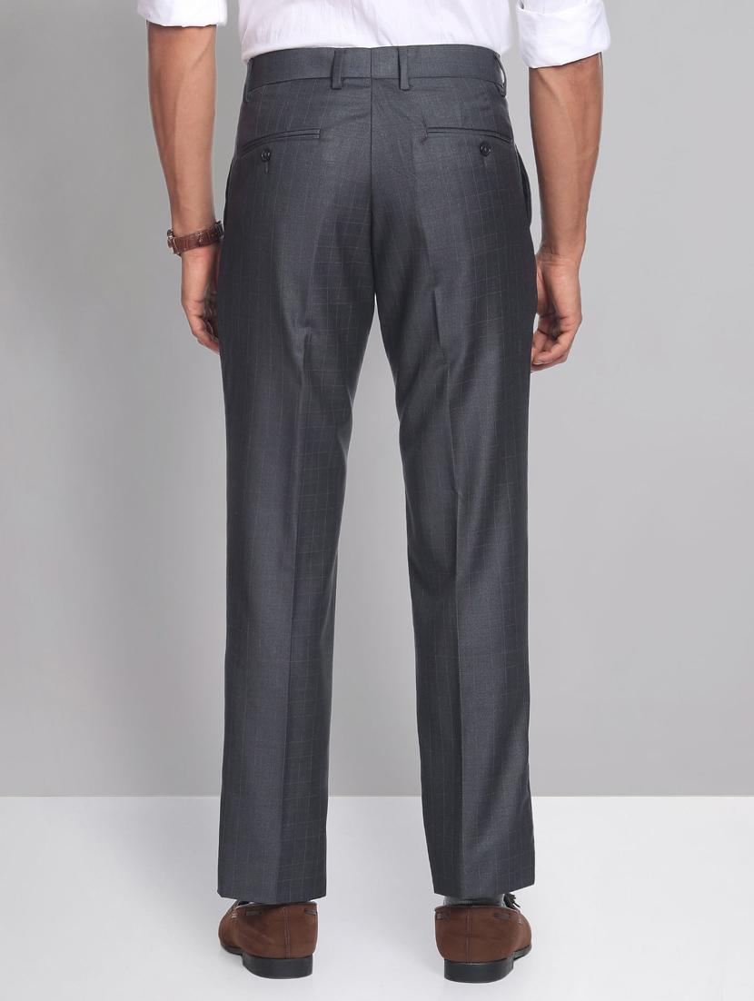 checks terry rayon flat front formal trousers - 19474618 - Standard Image - 3